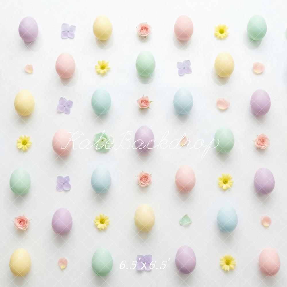Kate Easter Pastel Eggs Flowers Pattern Backdrop Designed by Mini MakeBelieve