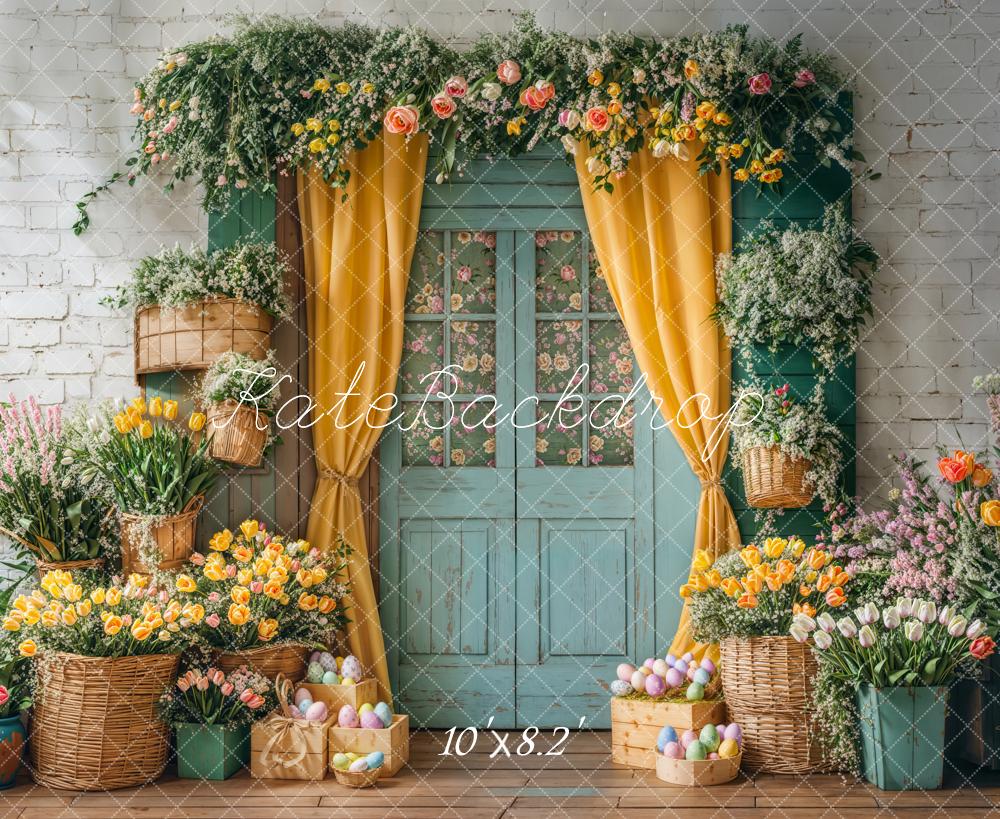 Kate Easter Floral Door Curtain Printed Backdrop Designed by Emetselch