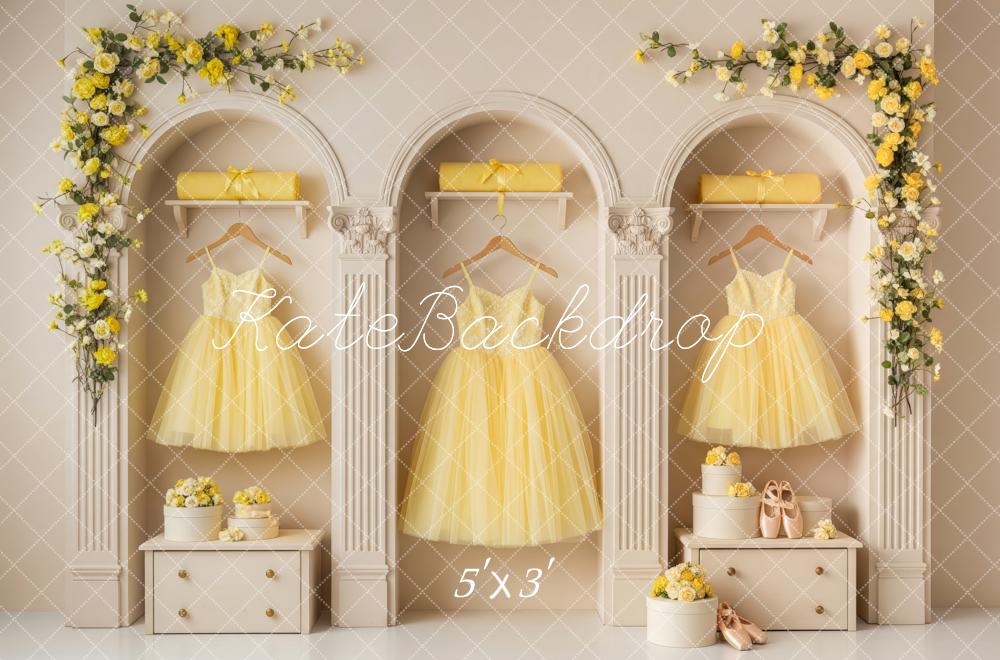Kate Yellow Flower Arch Dress Closet Backdrop Designed by Patty Roberts