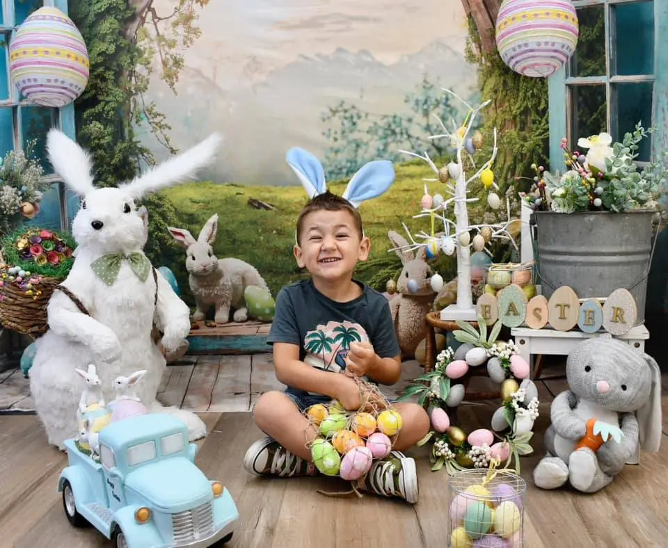 Kate Easter Bunny Hole View Alice in Wonderland Style Backdrop for Storybook-themed Photoshoots