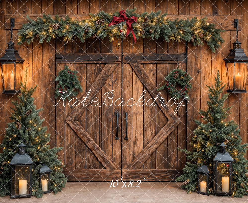 Fondo de Puerta de Granja Rústica de Árbol de Navidad Designed by Emetselch