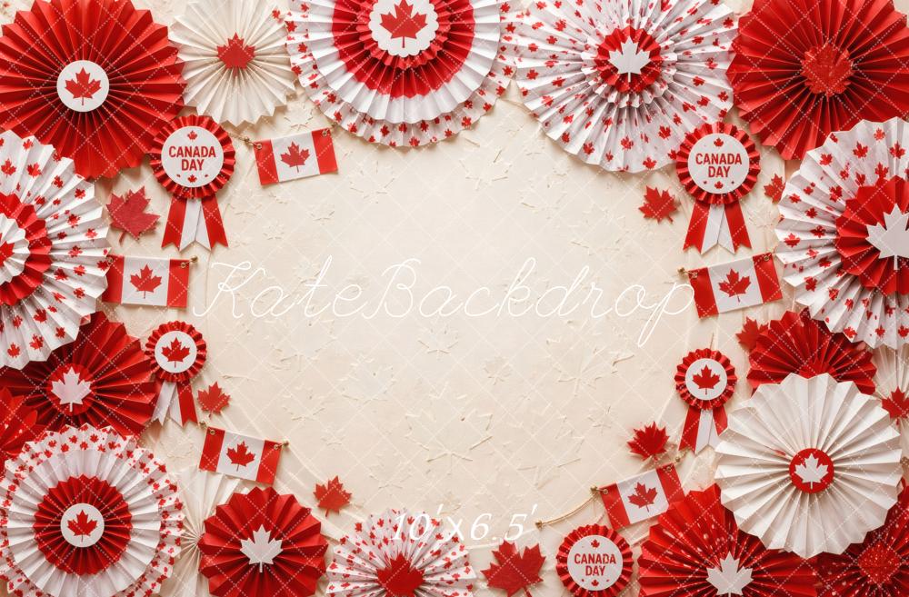 Kate Canada Day Paper Fans Flags Red White Party Printed Backdrop Designed by Vertigo Productions