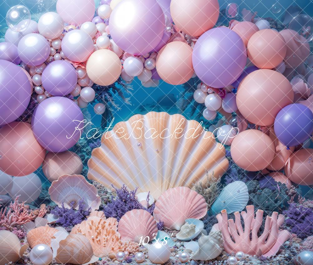 Zeemeermin Taart Smash Onderwater Schelp Foto Achtergrond Designed by Kate Image