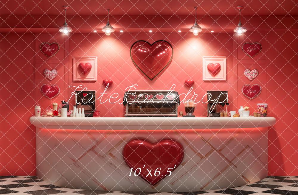 Valentine Coffee Bar Rode Hart Foto Achtergrond Designed by Emetselch