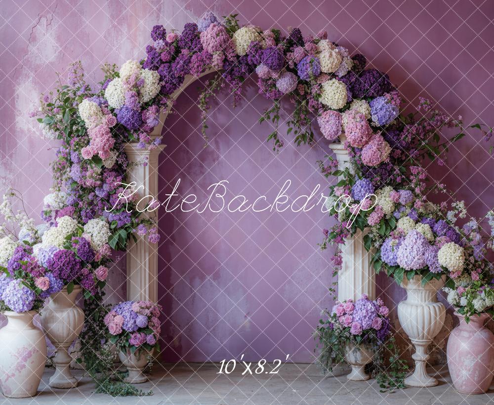 Kate Spring Beautiful Purple Floral Arch Backdrop Designed by Emetselch