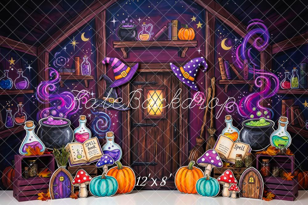 Kate Halloween Witch Potion Lab Cauldron Room Kids Printed Backdrop Designed by Patty Roberts