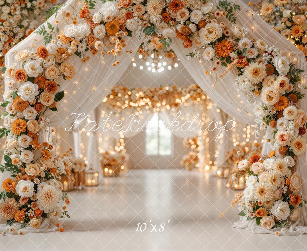 Kate Romantic Flower Arch Lanterns Warm White Backdrop Designed by Emetselch