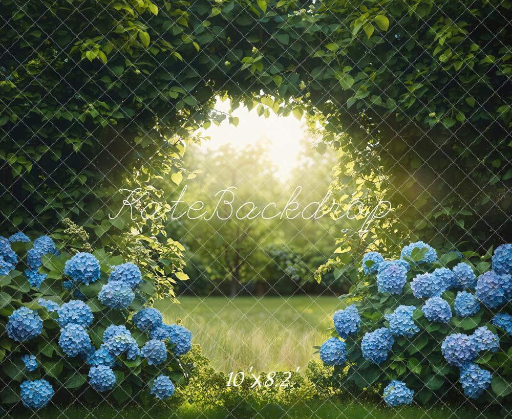 Zomer Bos Boog Blauwe Hortensia's Foto Achtergrond Designed by Emetselch