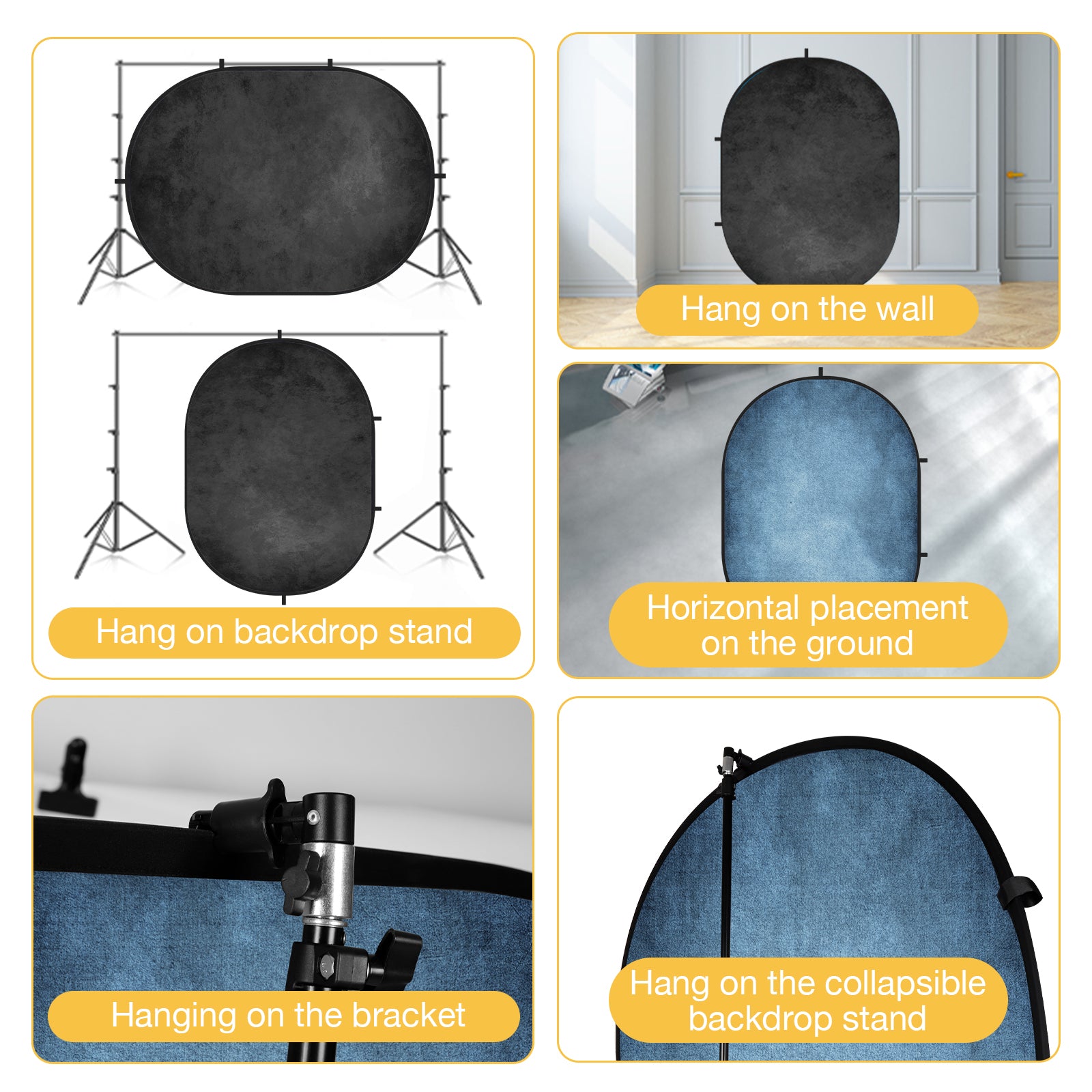 RTS Kate Abstract Dark Gray/ Blue Microfiber Collapsible Backdrop for Photography 5X6.5ft(1.5x2m) (US Only)