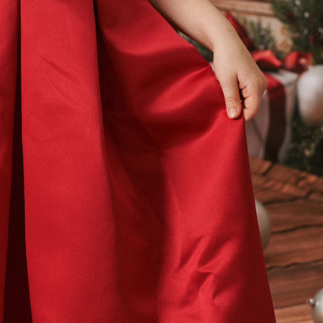 Couture Velvet Roze Sequin Strik Schouder Meisjesjurk voor Fotografie