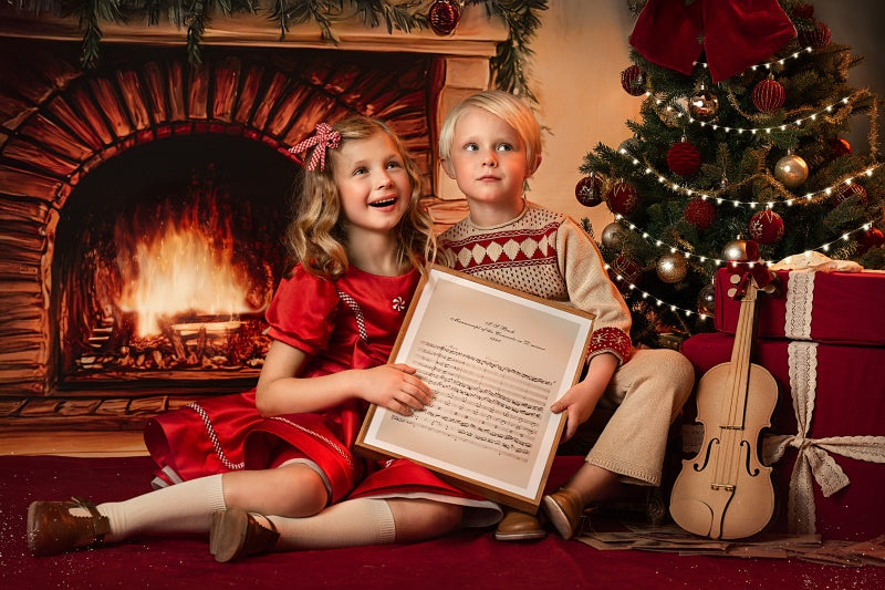 Kate Christmas Indoor Fireplace Photo Kit Photography Backdrops&Props Themed Bundle