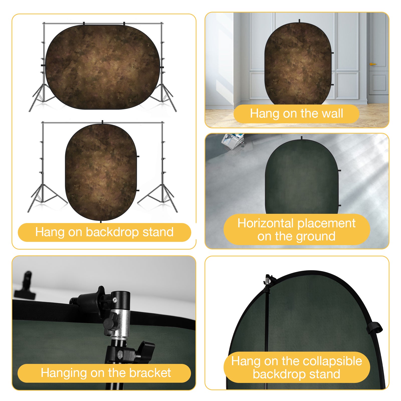 RTS Kate Abstract Dark Brown/ Dark Gray Microfiber Collapsible Backdrop for Photography 5X6.5ft(1.5x2m) (US Only)