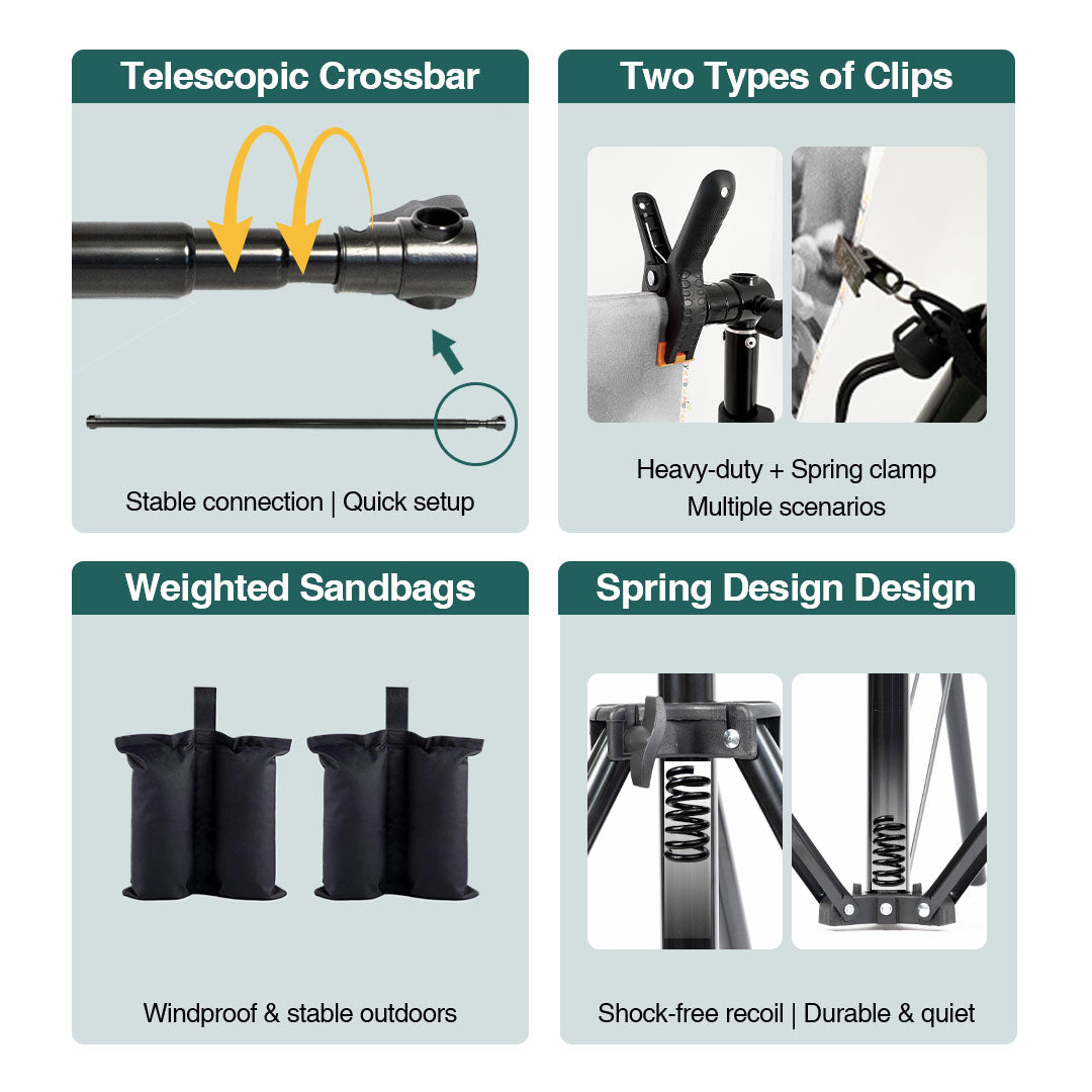 Apparatuur 8.5*10ft&10x10ft Zwarte Aluminium Foto Achtergrondstandaard (3cm Dik)