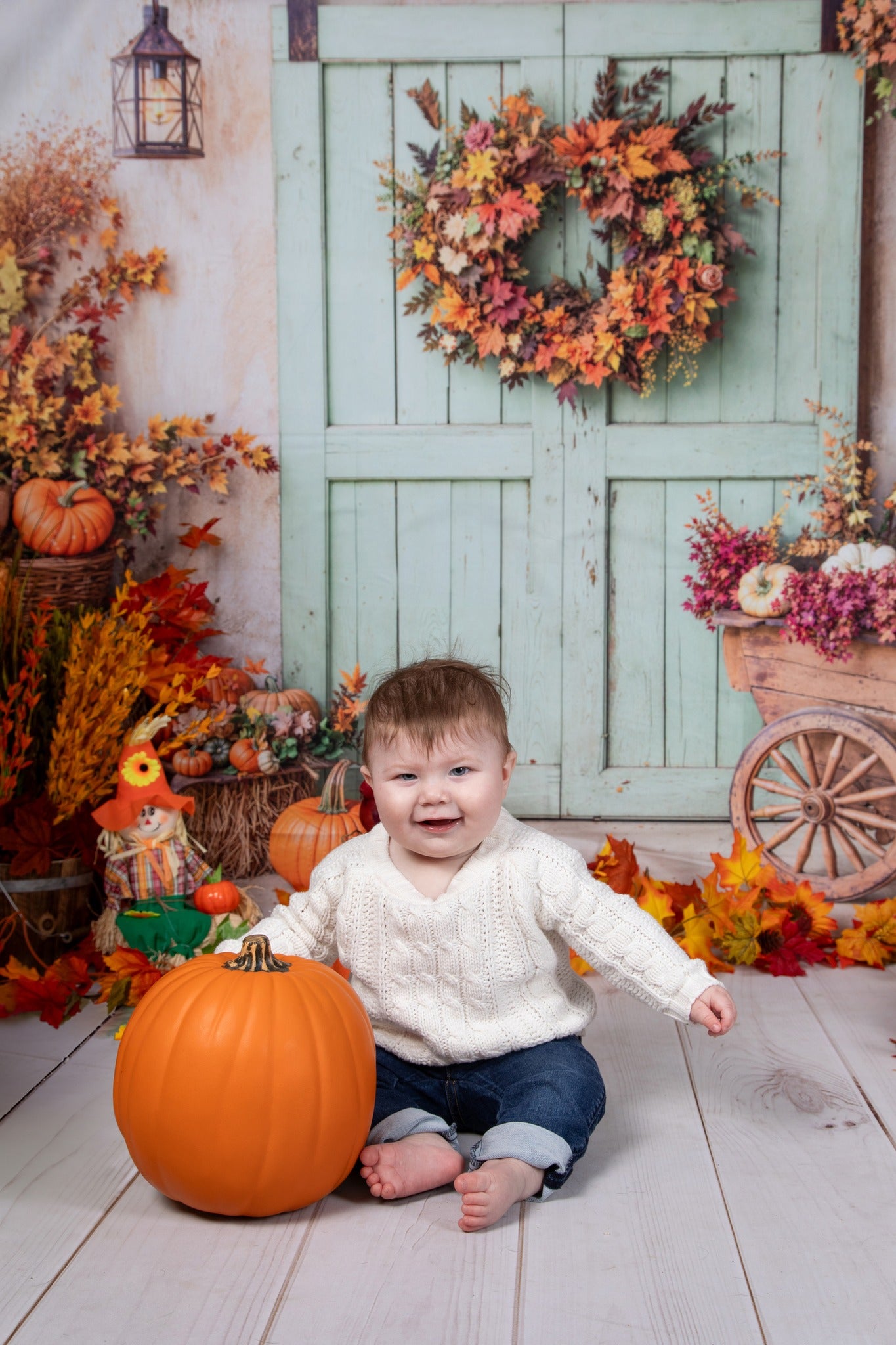 Fondo de puerta de calabazas rústicas de otoño diseñado por Emetselch