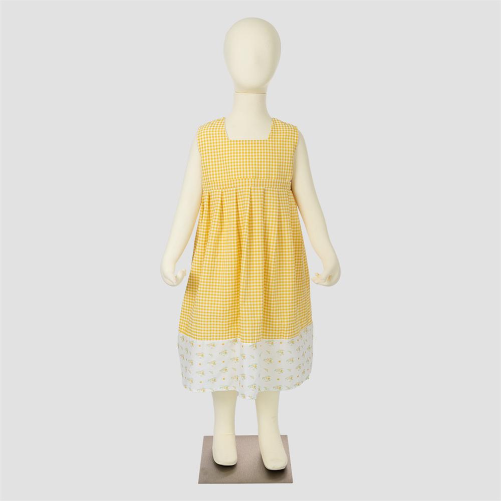 Kate Sleeveless Cotton Yellow Plaid Kid Dress for Photography