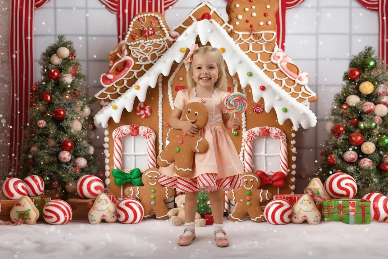 Vestido de Niña de Rayas de Caramelo Rosa de Navidad para Fotografía