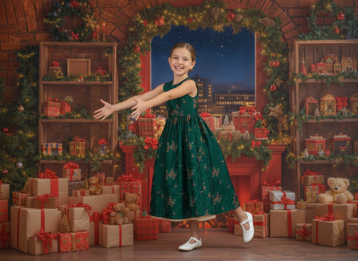 Kate Couture Green Floral Princess Girls Dress for Photography