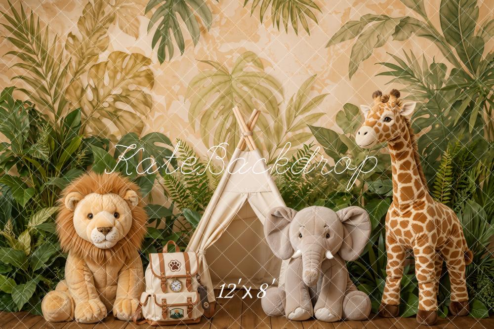 Kate Cake Smash Jungle Safari Teepee Lion Elephant Giraffe Printed Backdrop Designed by Emetselch