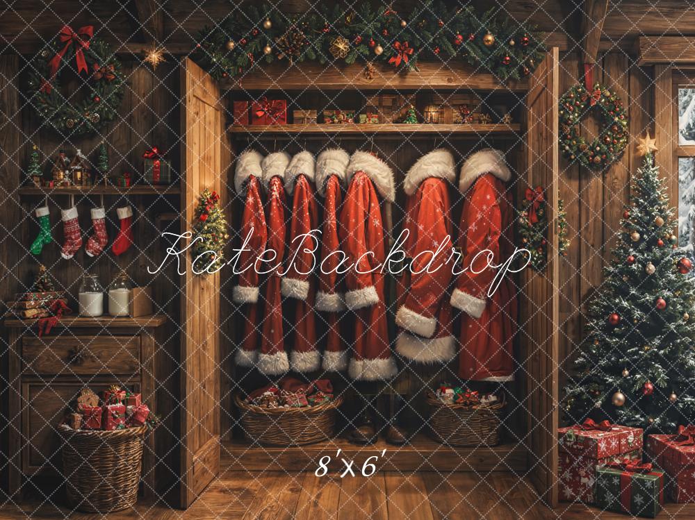 Kate Christmas Santa Closet Tree Wreath Stockings Backdrop Designed by Emetselch