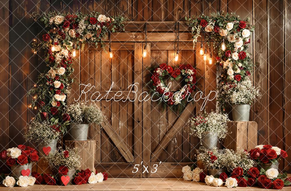 Kate Valentines Flower Arch Rustic Wooden Door Roses Backdrop Designed by Emetselch