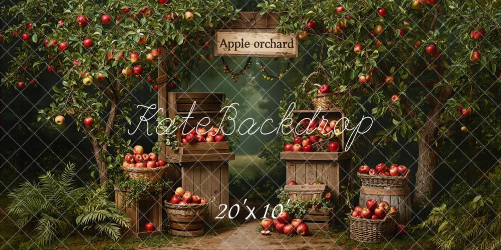 Kate Fall Apple Orchard Trees Baskets Barrels Crates Backdrop Designed by Emetselch