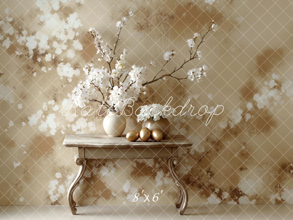Kate Abstract Texture Beige Blossom Branch Table Printed Backdrop Designed by Mini MakeBelieve