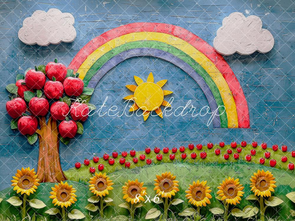 Fresco de pared de graduación de Escuela Arcoíris Girasol Manzana Diseñado por Mini MakeBelieve