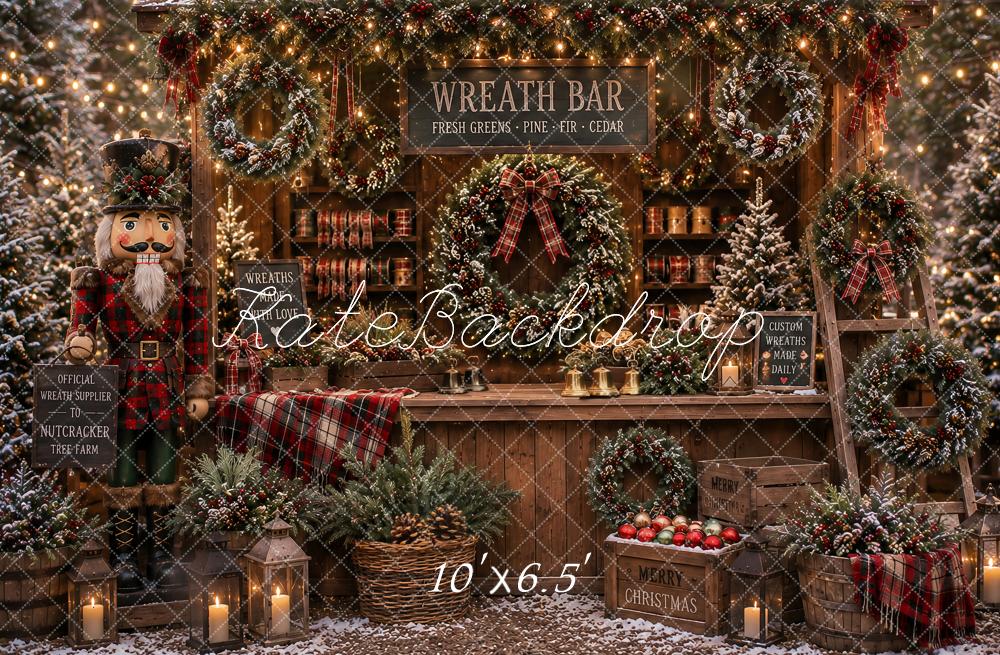 Kate Christmas Rustic Wreath Stand Nutcracker Ladder Printed Backdrop Designed by Ashley Paul
