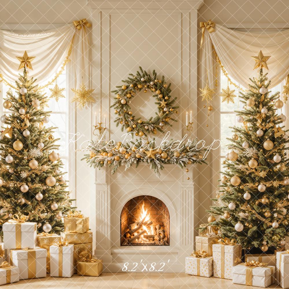 Kate Christmas Tree Fireplace Wreath Gifts Backdrop Designed by Emetselch