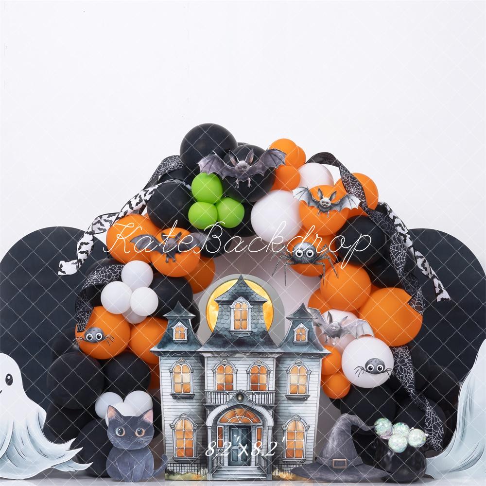 Halloween Cake Smash Spooky House Foto Achtergrond Designed by Mini MakeBelieve