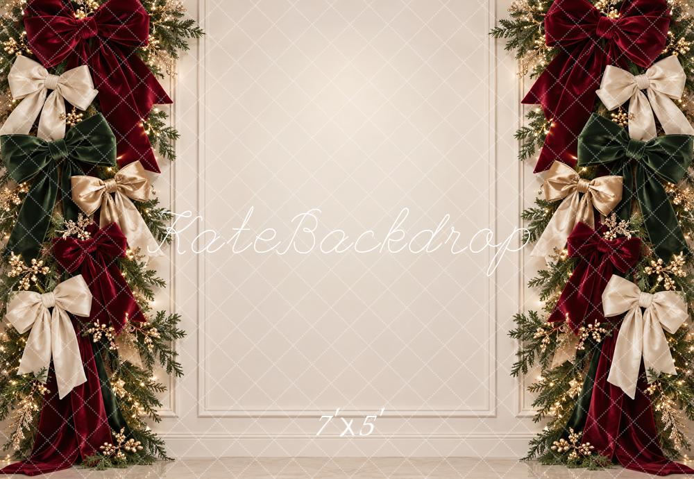 Kate Christmas Garland Bows Elegant Holiday Wall Printed Backdrop Designed by Vertigo Productions