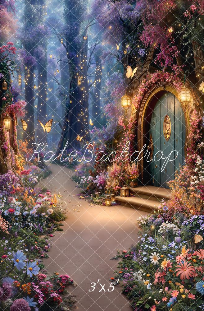 Kate Fairy Tale Forest Tree House Butterflies Pathway Printed Backdrop Designed by Emetselch