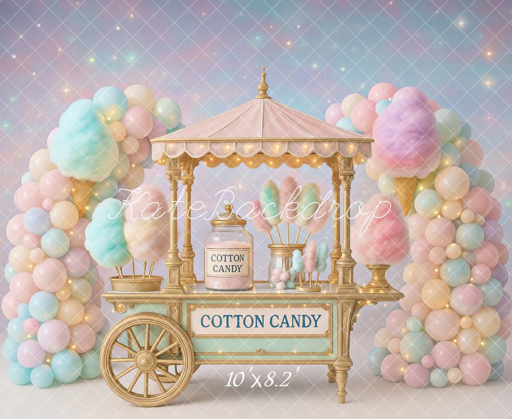 Kate Birthday Cotton Candy Stand Balloon Arch Backdrop Designed by Ashley Paul