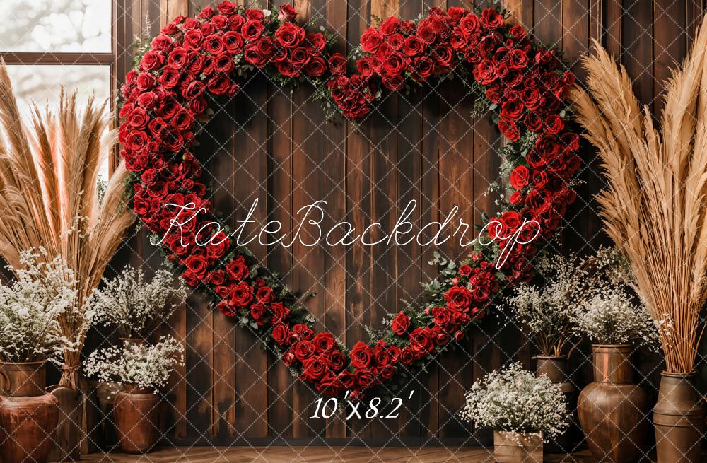 Kate Valentine Heart Rose Rustic Boho Backdrop Designed by Emetselch