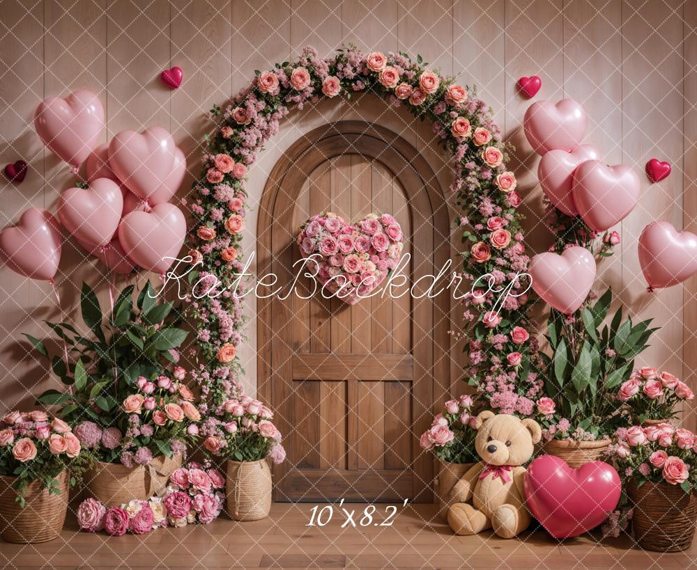 Valentine Bloem Arch Roze Ballonnen Foto Achtergrond Designed by Emetselch