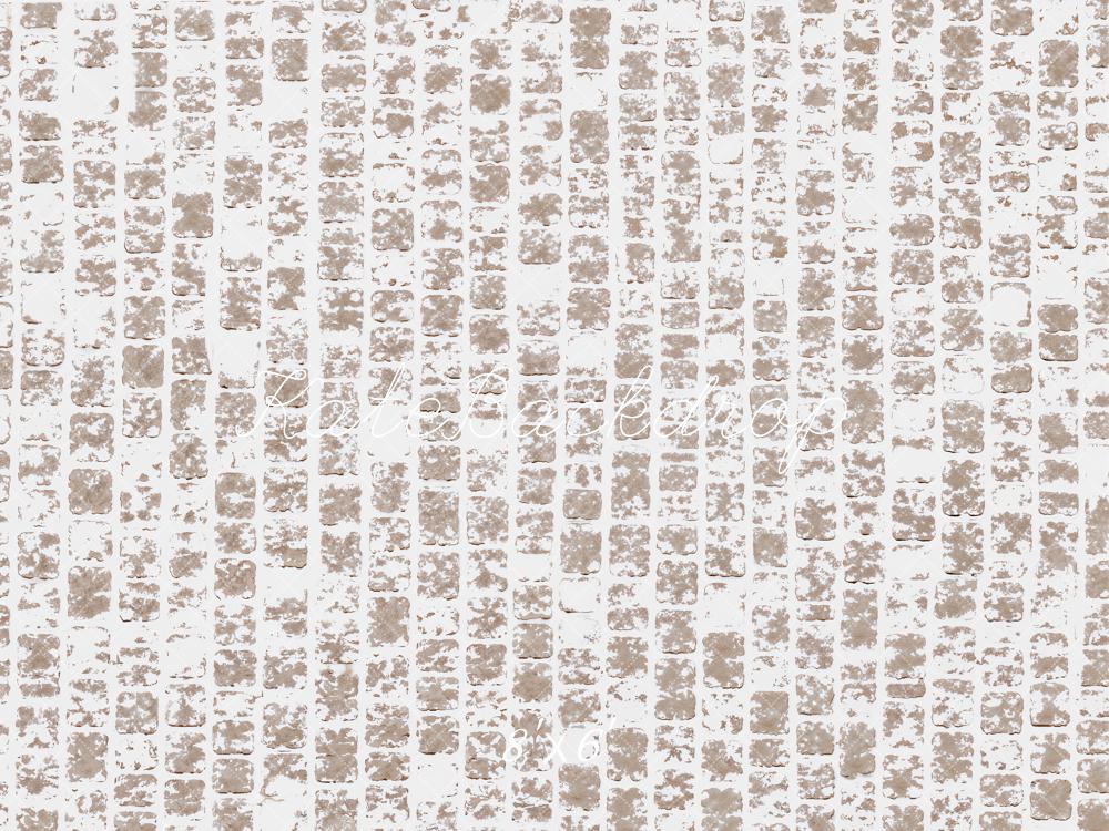 Kate Beige Cobblestone Snowy Floor Printed Backdrop Designed by Emetselch