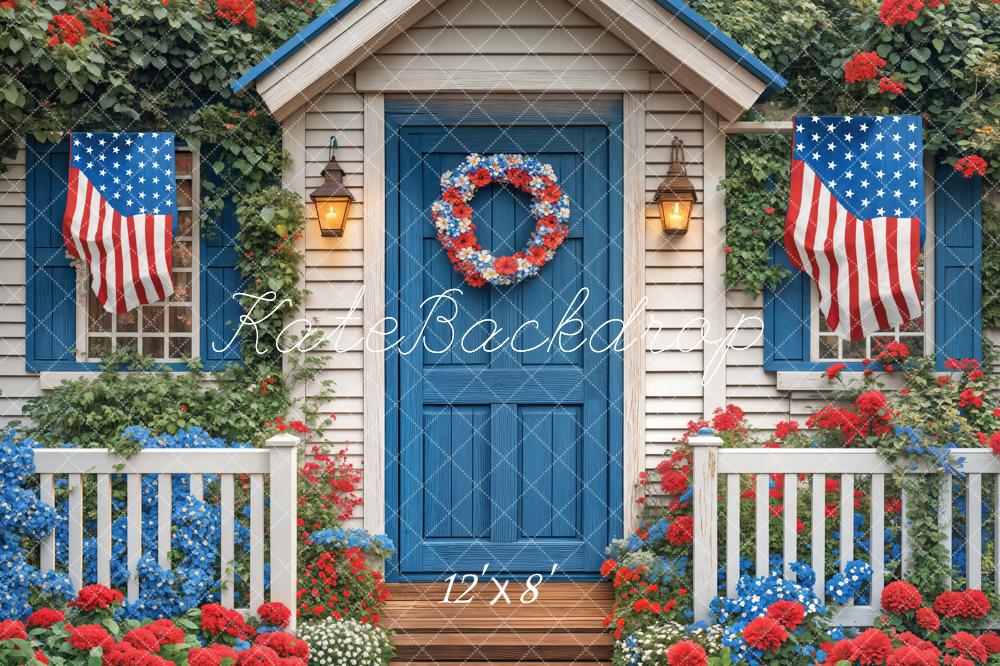 Fondo Floral de Bandera del Día de la Independencia Diseño de Emetselch