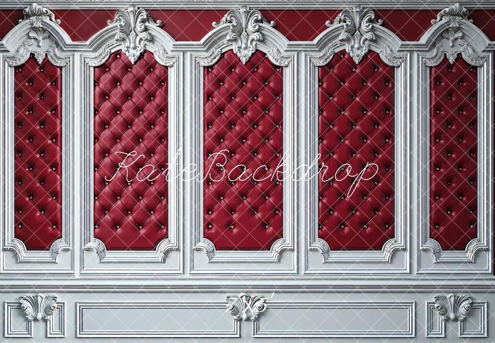 Kate Valentines Tufted Red Upholstered Vintage Wall Panel Backdrop Designed by Mini MakeBelieve