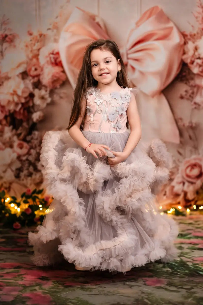 Kate Floral Arch Pink Big Bow Backdrop Designed by Emetselch