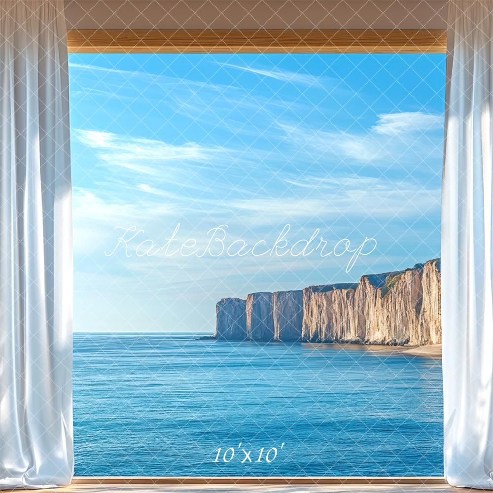 Blue Ocean Cliff Foto Achtergrond Designed by Mini MakeBelieve