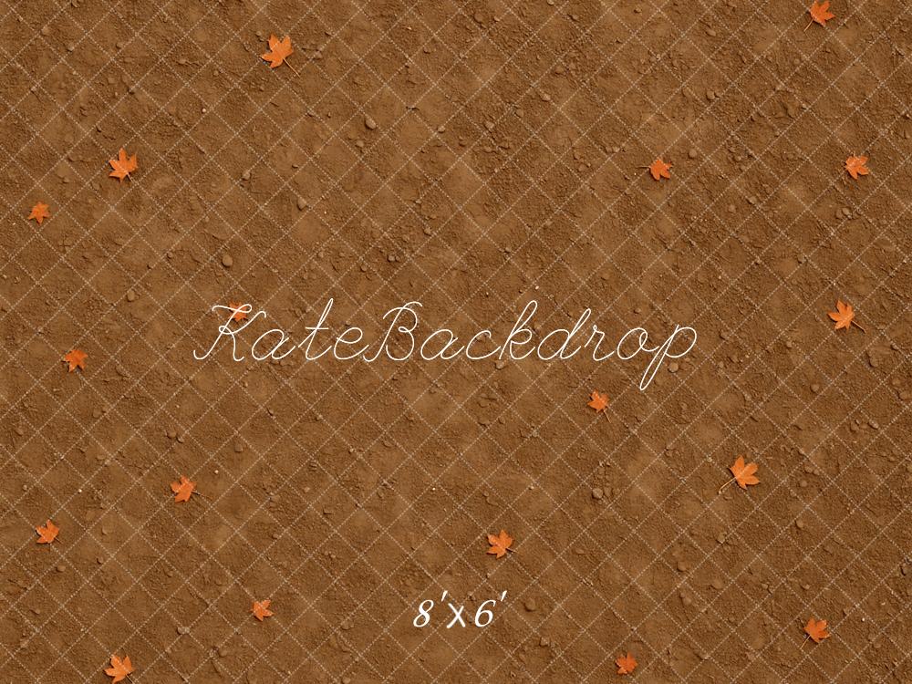 Kate Fall Leaves Brown Dirt Floor Backdrop Designed by Mini MakeBelieve