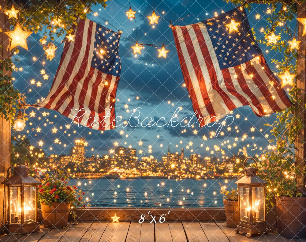 Kate Independence Day Flag Starry Night Printed Backdrop Designed by Emetselch