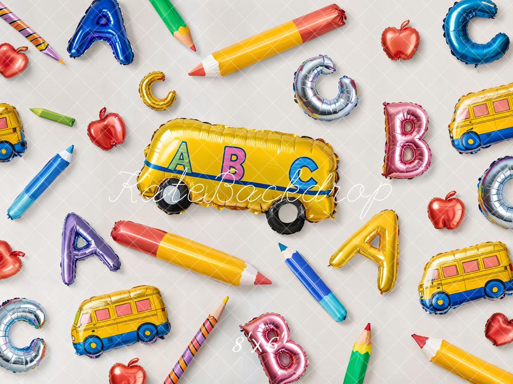 Kate Back to School Balloons Alphabet Bus Backdrop Designed by Emetselch