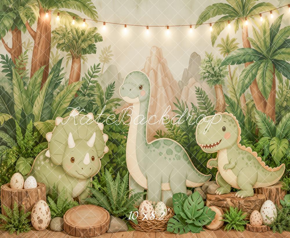 Kate Cake Smash Dinosaur Jungle Cartoon Eggs Printed Backdrop Designed by Emetselch