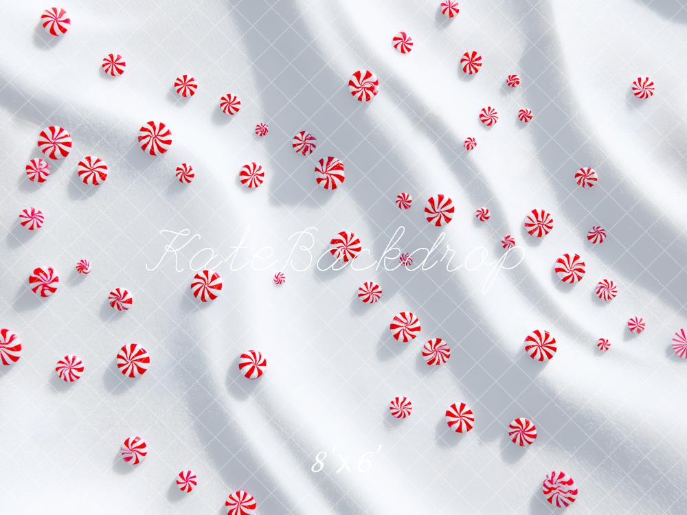 Kate Christmas Peppermint Candy White Snow Floor Backdrop Designed by Patty Roberts
