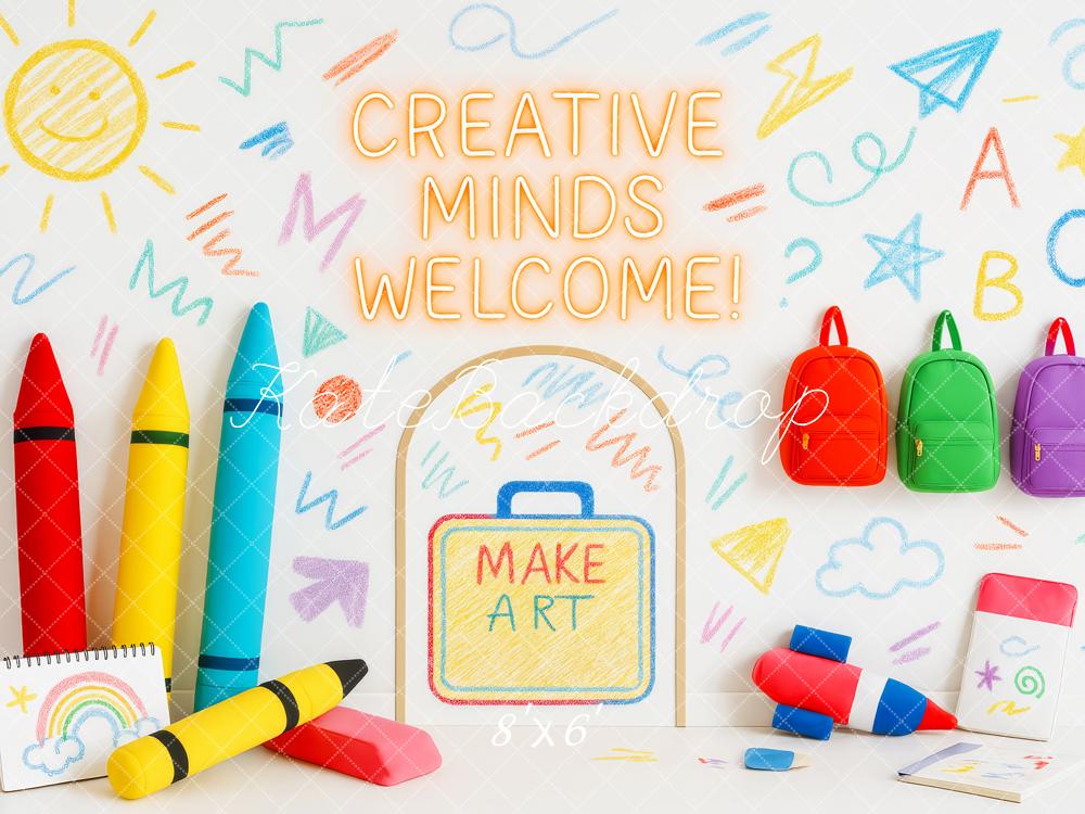 Suministros de arte de regreso a la escuela coloridos fondo diseñado por Patty Roberts