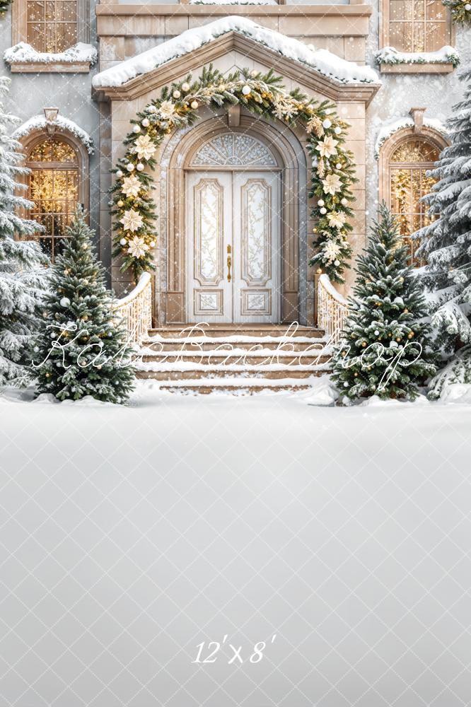 Kate Christmas Tree Snowy Mansion Garland Backdrop Designed by Emetselch