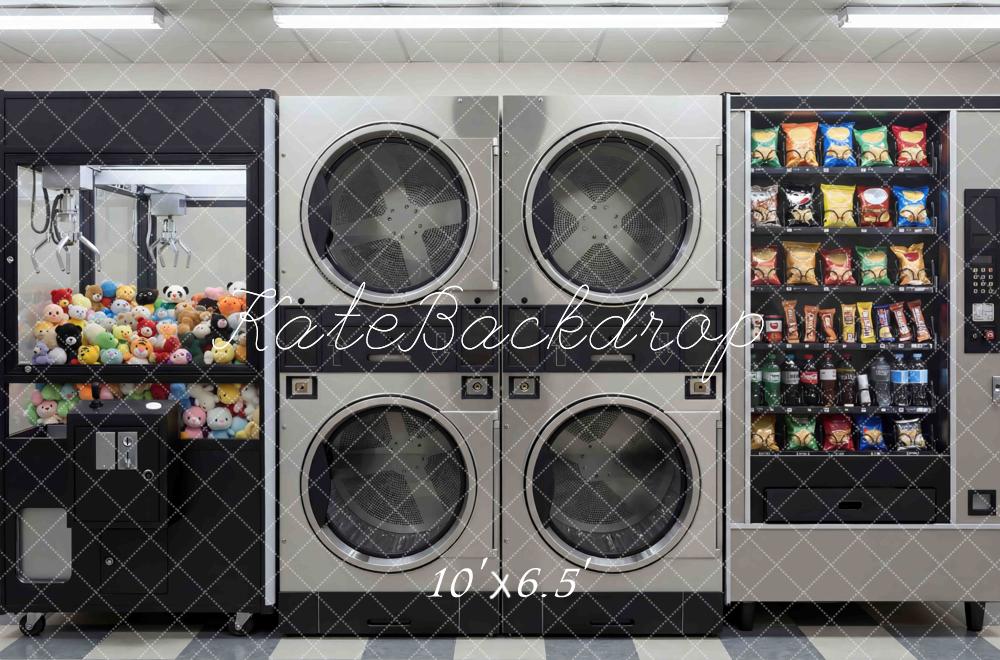Kate Laundry Day Claw Machine Snack Vending Machine Printed Backdrop Designed by Mini MakeBelieve