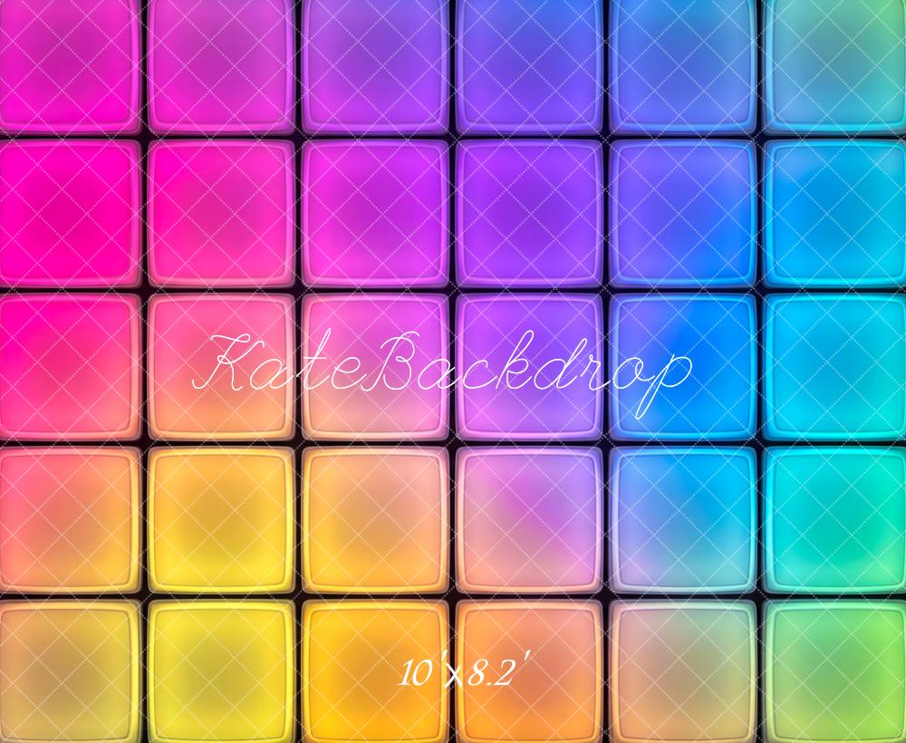 Kate Colorful Gradient Square Retro Wall Printed Backdrop Designed by Patty Roberts