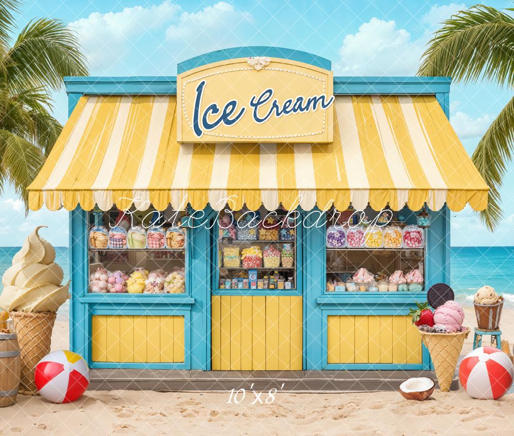 Kate Summer Beach Ice Cream Shop Backdrop Designed by Emetselch